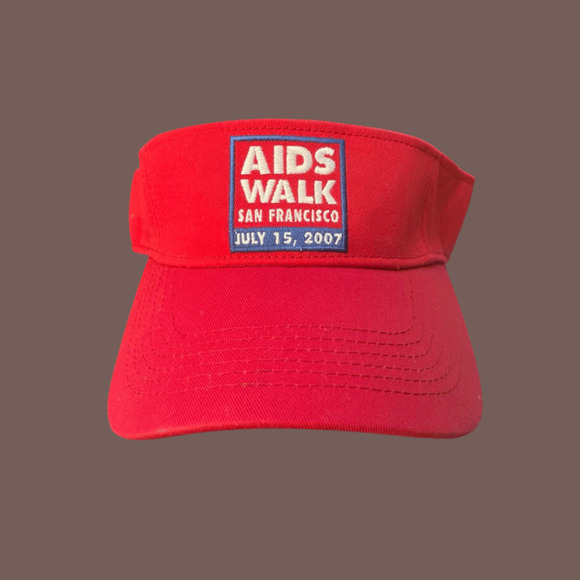AIDS Walk SF Visor | Red Cotton | Adjustable | Vintage 2000s - Picture 1 of 3